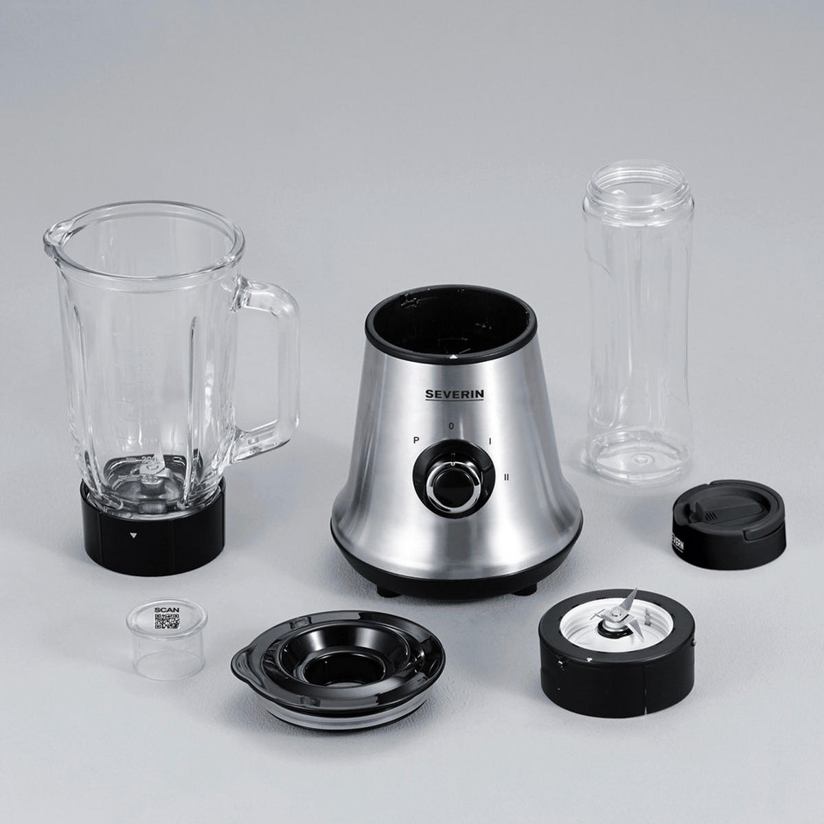 STANDMIXER Multi-Mixer+Smoothie Mix&Go  - Basics, Glas/Kunststoff (16,5/16,5/37,5cm) - Severin