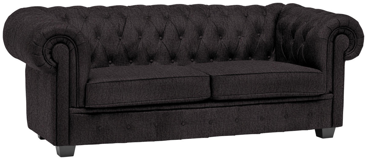 CHESTERFIELD-SOFA in Webstoff Anthrazit  - Wengefarben/Anthrazit, Lifestyle, Holz/Textil (206/76,5/96cm) - Landscape