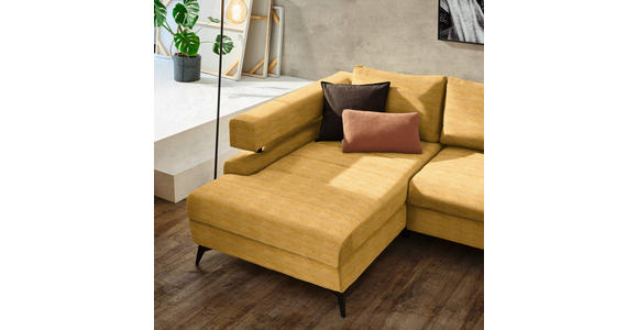 ECKSOFA in Chenille Currygelb  - Currygelb/Schwarz, KONVENTIONELL, Textil/Metall (184/265cm) - Hom`in