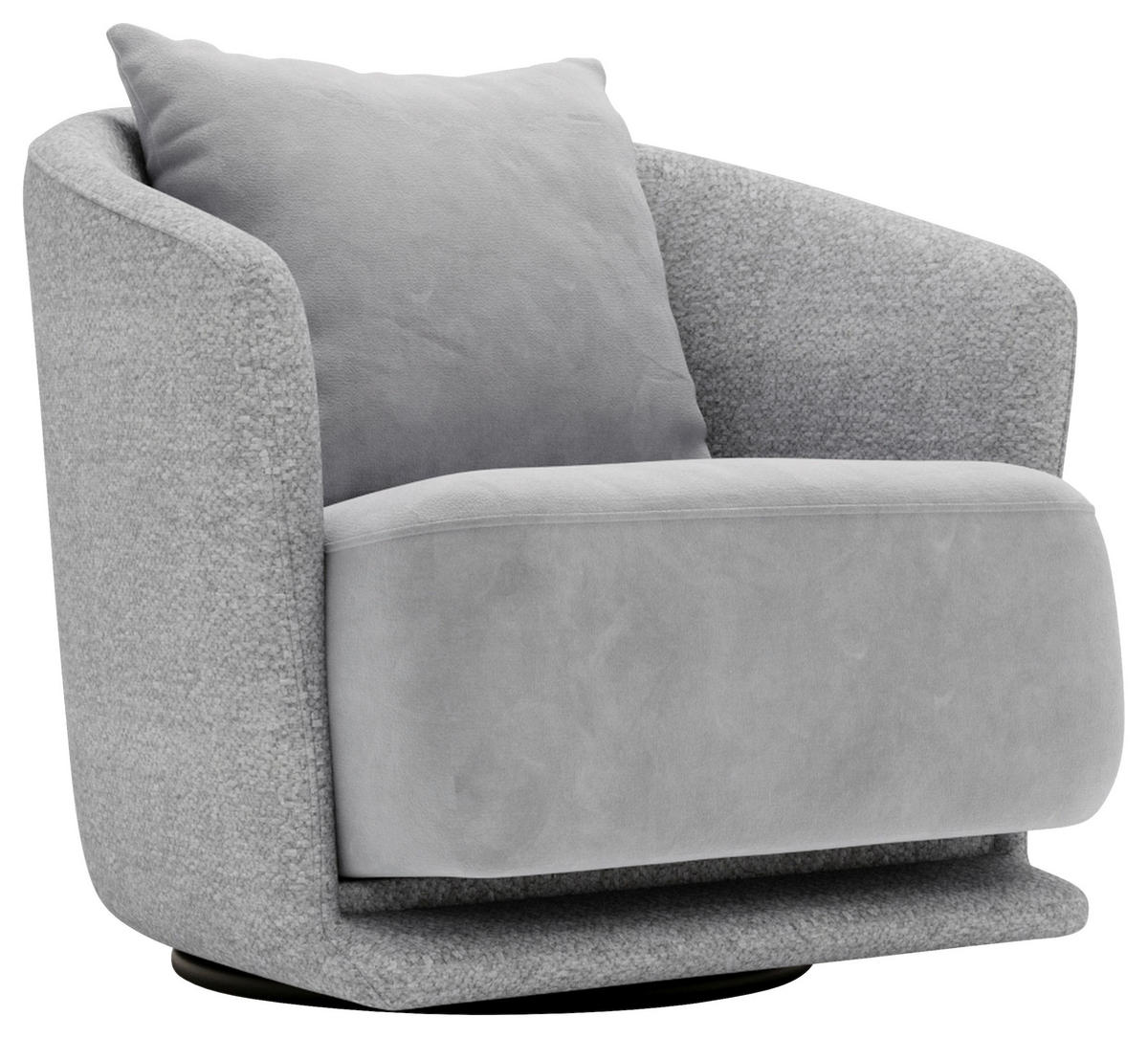 SESSEL in Plüsch, Bouclé Grau  - Schwarz/Grau, Design, Textil/Metall (83/80/75cm) - Livetastic