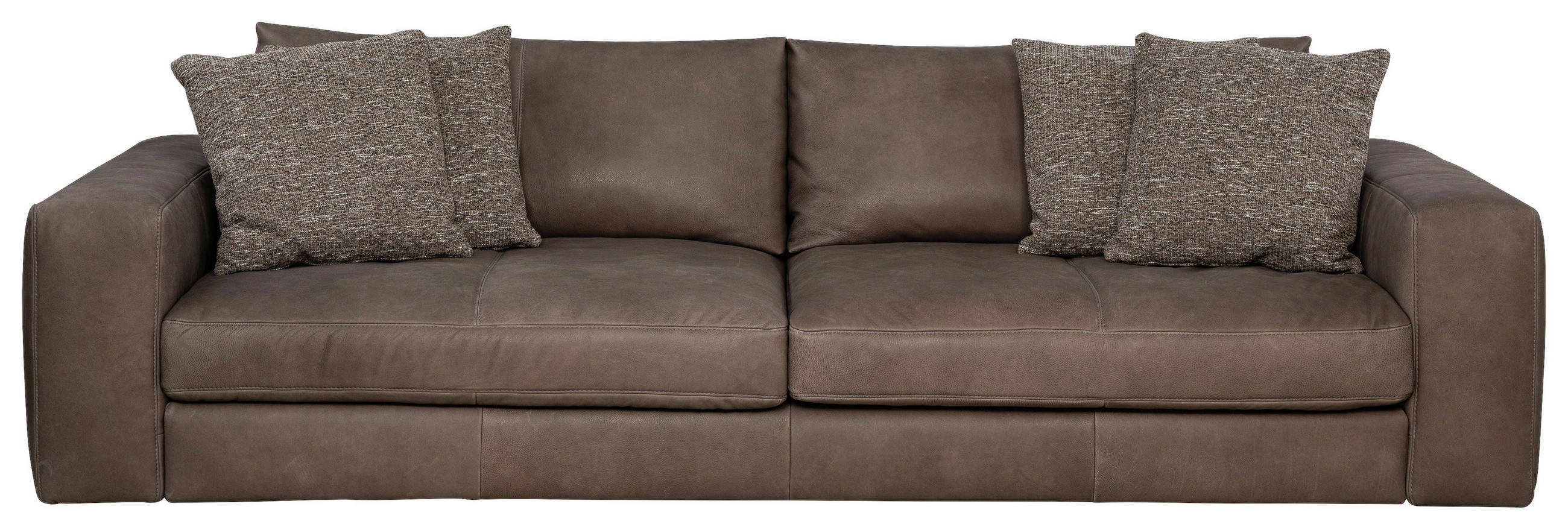 BIGSOFA Echtleder Graubraun  - Graubraun/Schwarz, Design, Leder/Kunststoff (294/87/122cm) - Designwerk