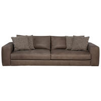 BIGSOFA Echtleder Graubraun  - Graubraun/Schwarz, Design, Leder/Kunststoff (294/87/122cm) - Designwerk