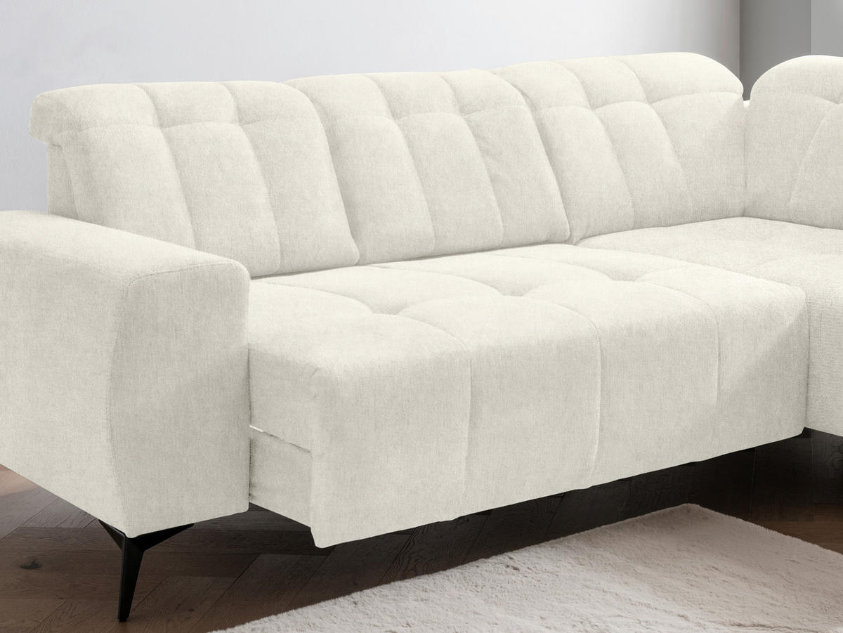 ECKSOFA in Mikrofaser Creme  - Creme/Schwarz, Modern, Textil/Metall (261/200cm) - Livetastic