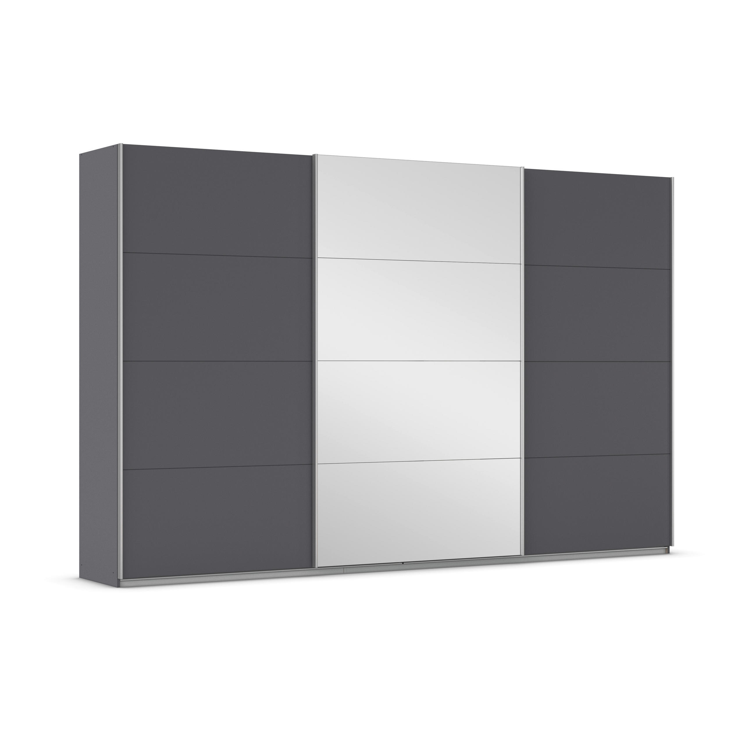 SCHWEBETÜRENSCHRANK 361/229/62 cm 3-türig Grau  - Alufarben/Grau, MODERN, Holzwerkstoff/Metall (361/229/62cm) - Luca Bessoni