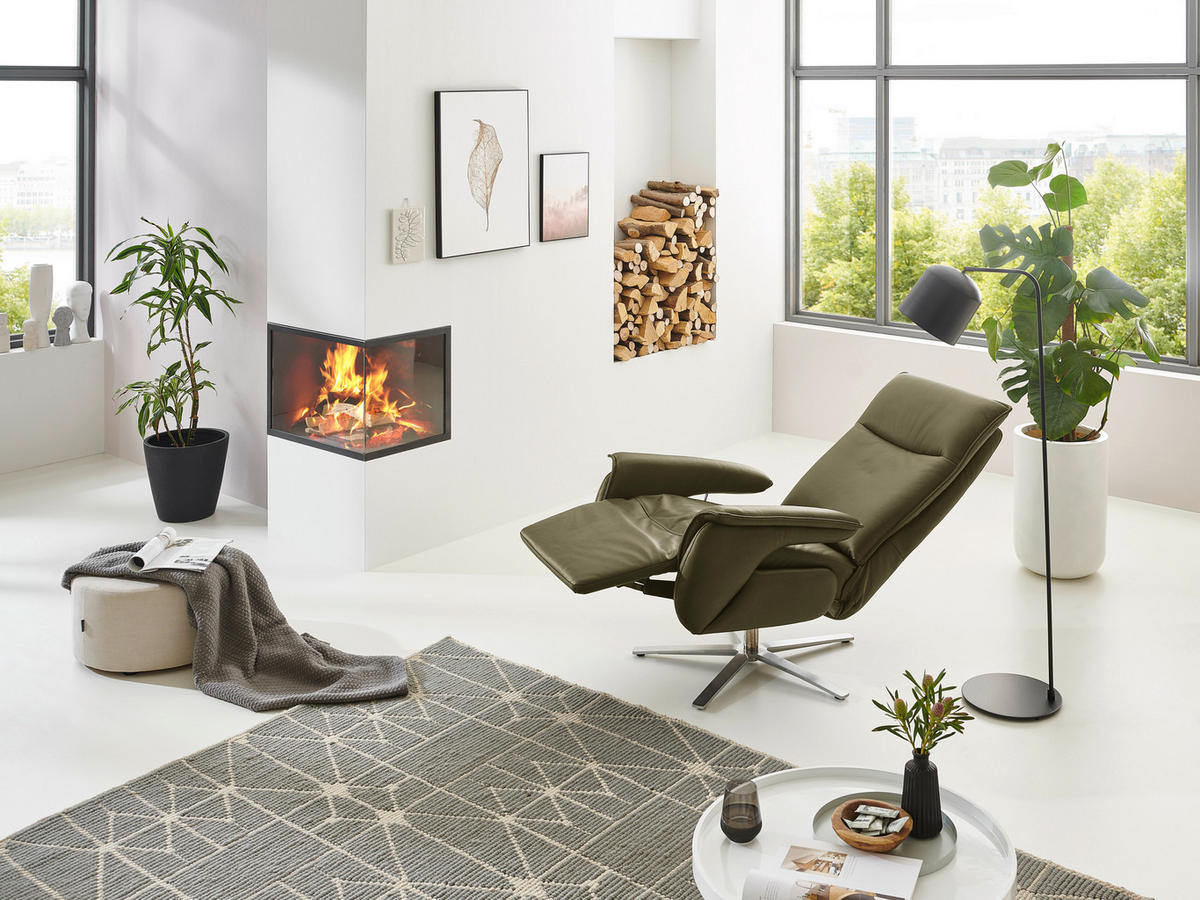 RELAXSESSEL Echtleder    - Olivgrün, MODERN, Leder (77/116/80cm) - Livetastic