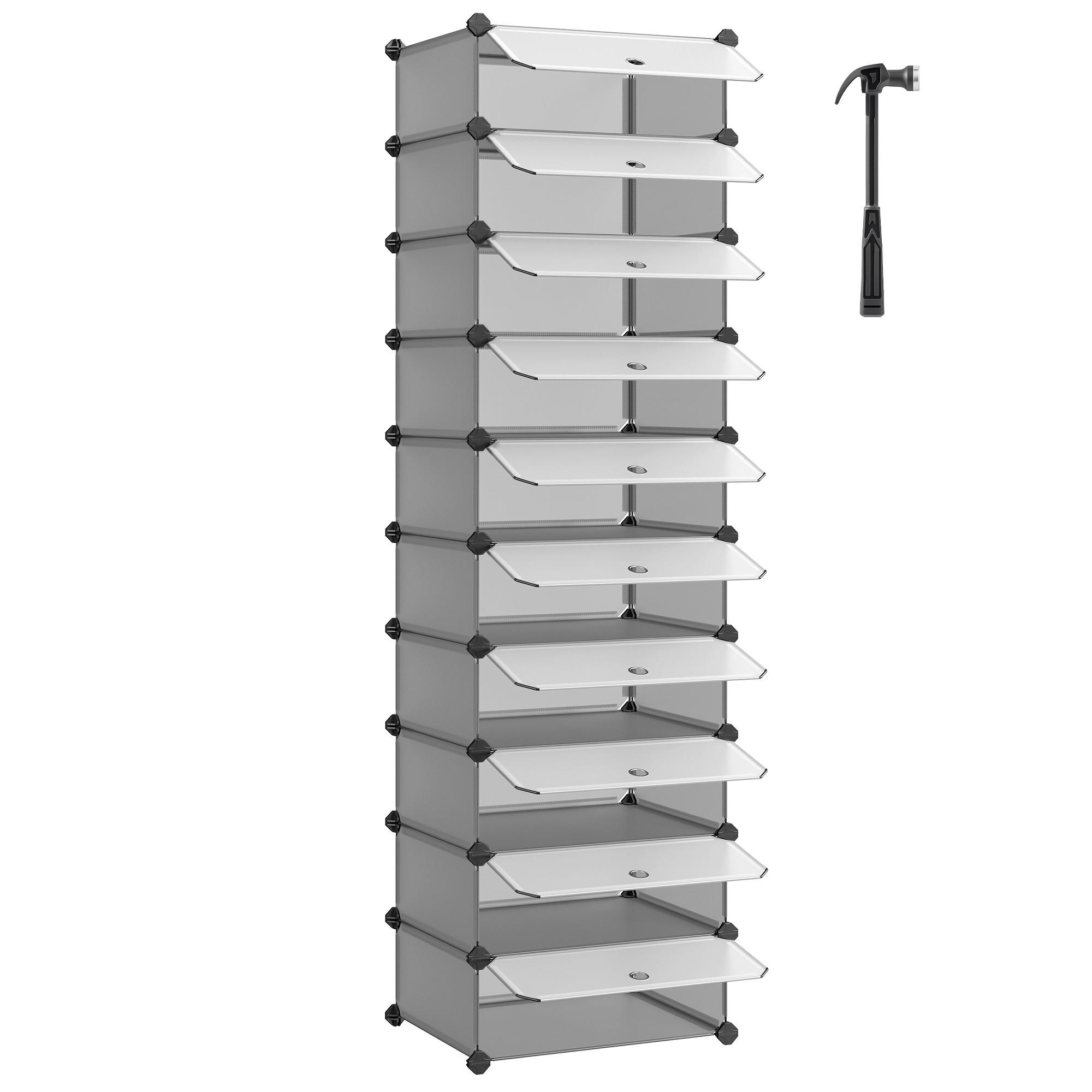 REGÁL NA TOPÁNKY, sivá, 43/173/31 cm - sivá, Basics, kov/plast (43/173/31cm)
