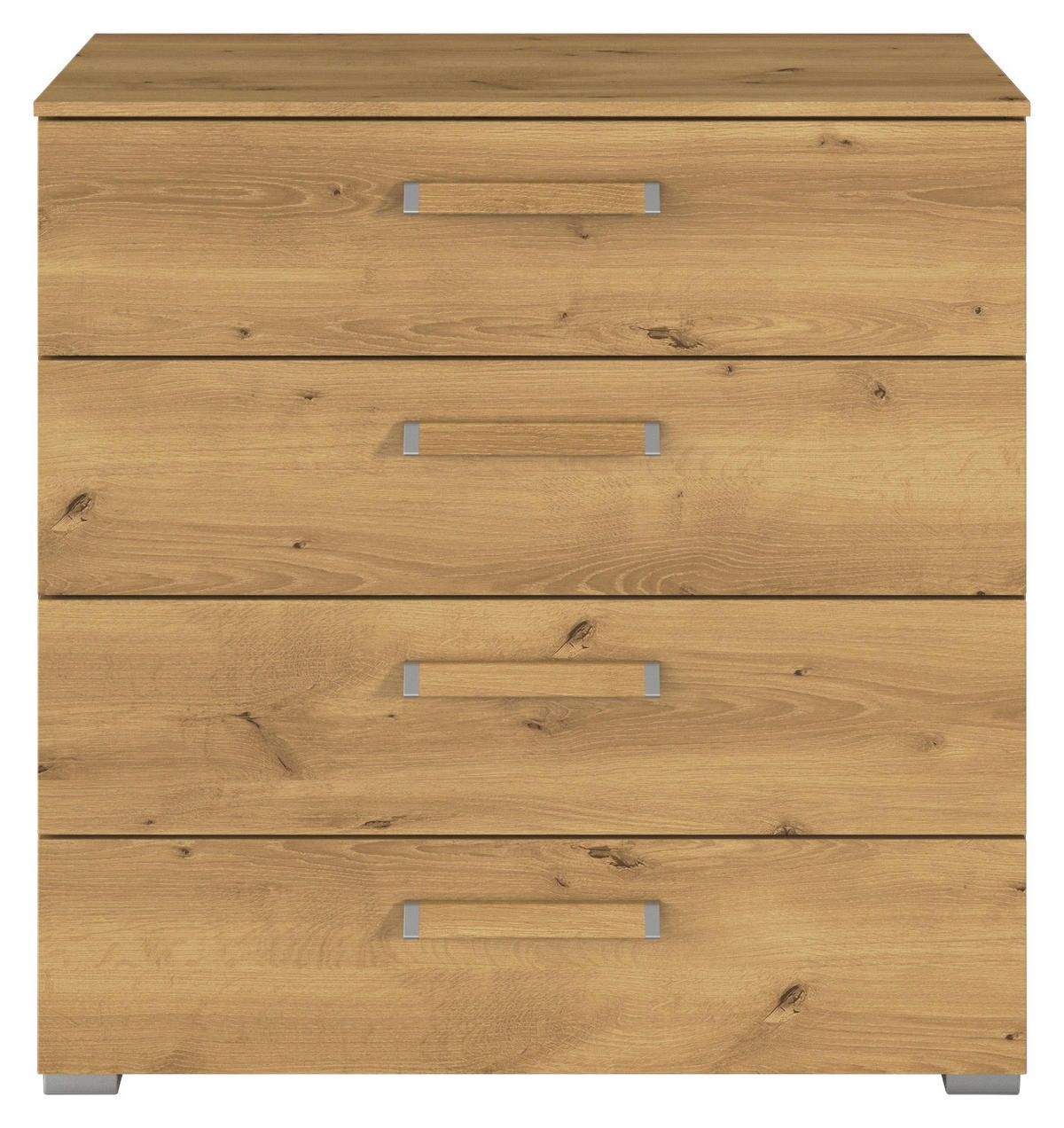 KOMMODE  in 80/81/42 cm  - Eichefarben/Silberfarben, Design, Holzwerkstoff/Kunststoff (80/81/42cm) - Novel