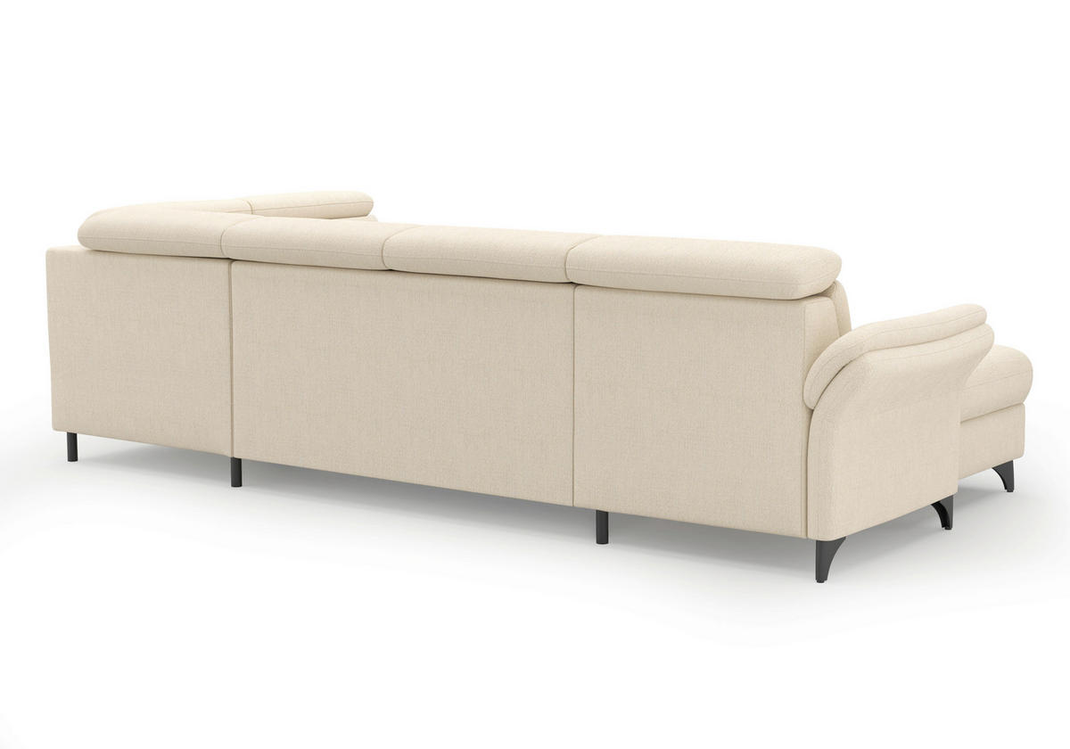 WOHNLANDSCHAFT GLENDALE E Sandfarben Chenille  - Sandfarben/Schwarz, KONVENTIONELL, Textil/Metall (166/321/193cm) - Sit & More