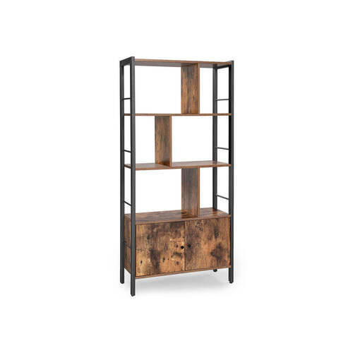 AKTENREGAL Braun, Schwarz  - Schwarz/Braun, Basics, Holzwerkstoff/Metall (74/154,5/30cm) - Boxxx