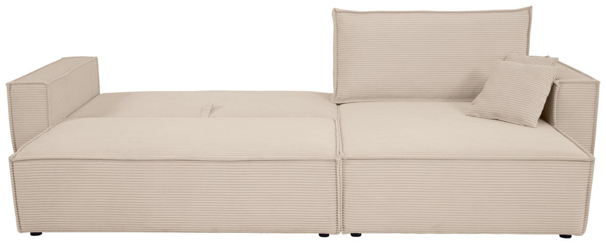 ECKSOFA inkl. Funktionen Beige Cord  - Beige/Schwarz, Design, Textil (267/141cm) - Xora
