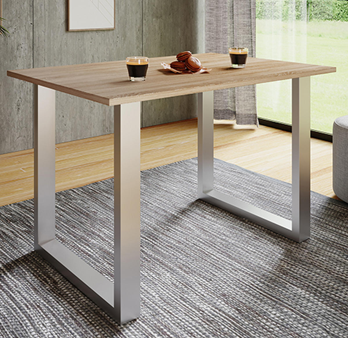 ESSTISCH in Holzwerkstoff   - Silberfarben/Sonoma Eiche, Basics, Holzwerkstoff (140/50/76cm) - MID.YOU