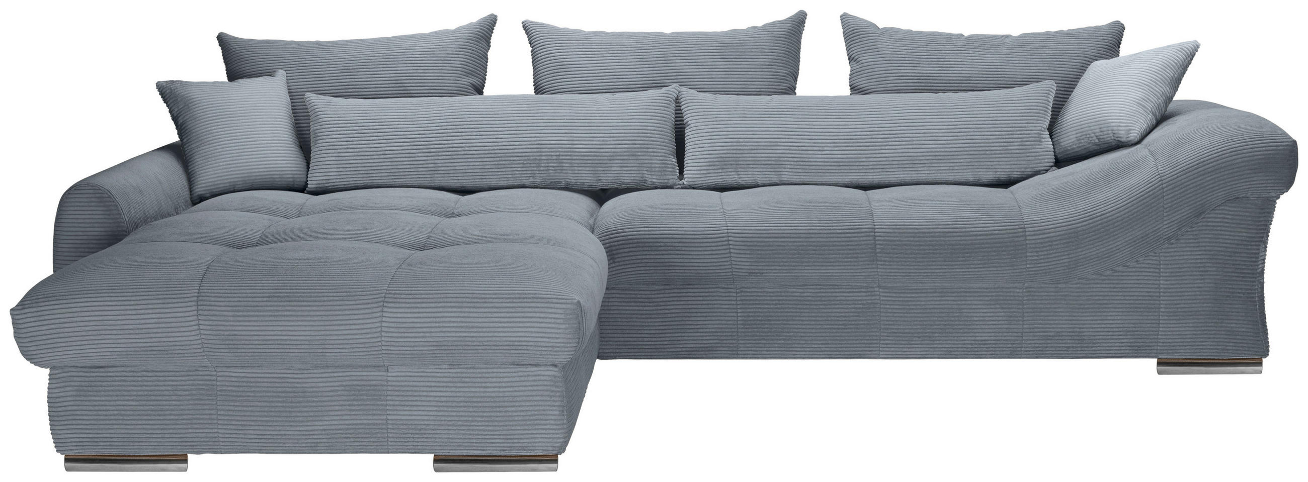 ECKSOFA Dunkelgrau Cord  - Chromfarben/Dunkelgrau, KONVENTIONELL, Textil/Metall (225/335cm) - Carryhome