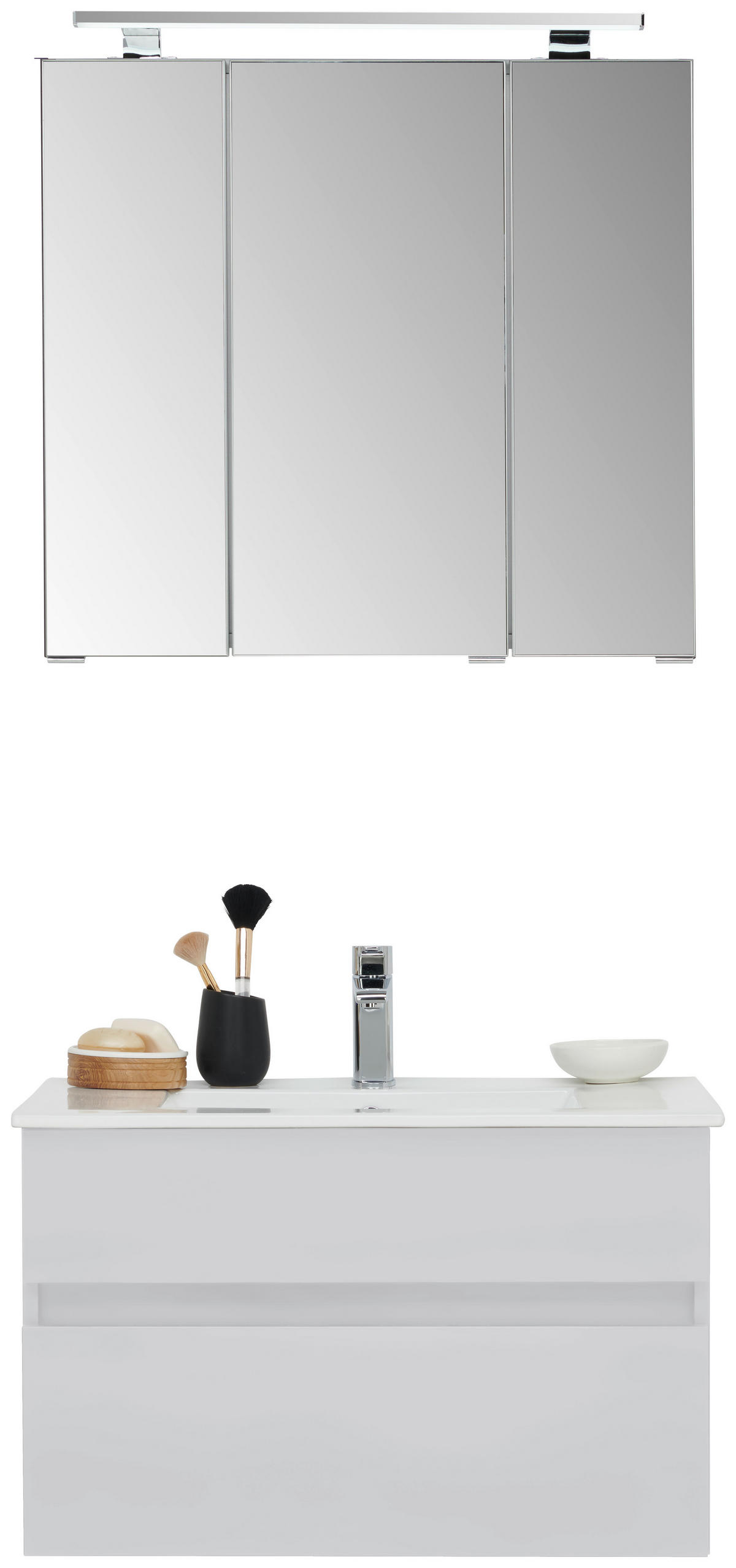 BADEZIMMER 3-teilig  in 72 cm  - Weiß, Design, Keramik/Holzwerkstoff (72cm) - Novel