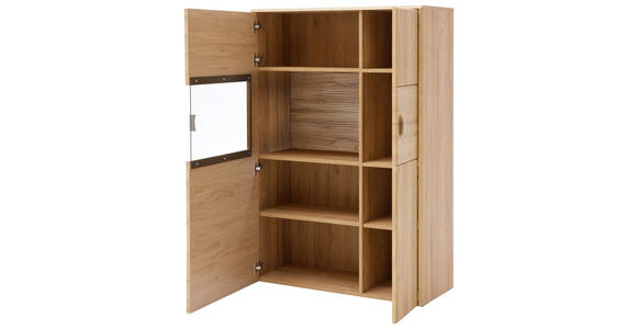 HIGHBOARD Eichefarben 94/139/39 cm - Eichefarben/Silberfarben, KONVENTIONELL, Glas/Holzwerkstoff (94/139/39cm) - Cantus