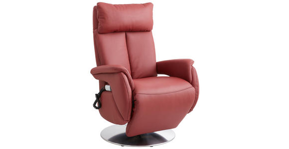 RELAXSESSEL in Leder Dunkelrot  - Edelstahlfarben/Dunkelrot, KONVENTIONELL, Leder/Metall (78/110/81cm) - Cantus