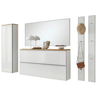 GARDEROBE 6-teilig  in 285/195/31 cm  - Weiß, Design, Glas/Holz (285/195/31cm)