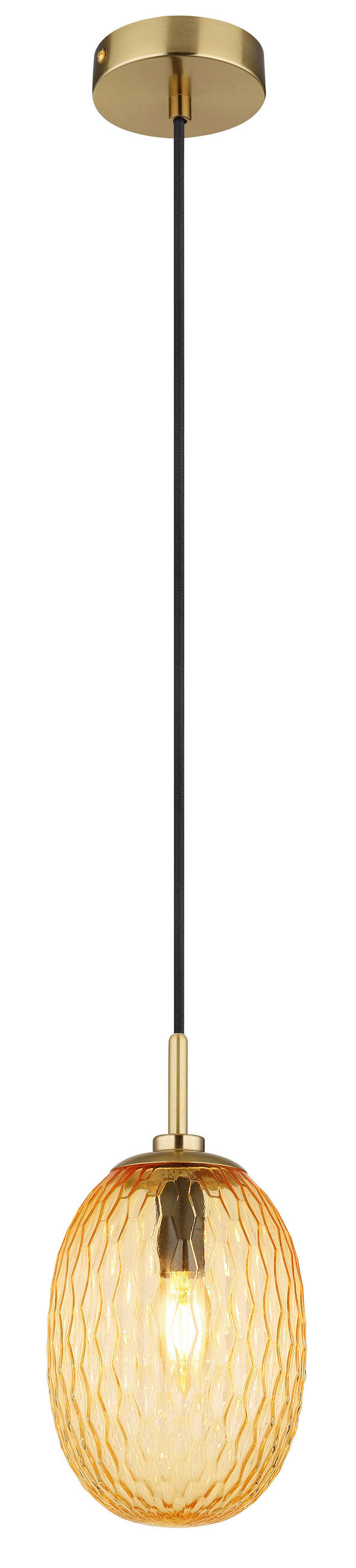 HÄNGLAMPA DEVIN 15/120 cm  - orange/svart, Basics, metall/glas (15/120cm) - Globo