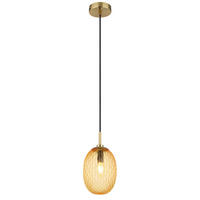 HÄNGELEUCHTE 15/120 cm    - Goldfarben/Schwarz, Basics, Glas/Textil (15/120cm) - Globo
