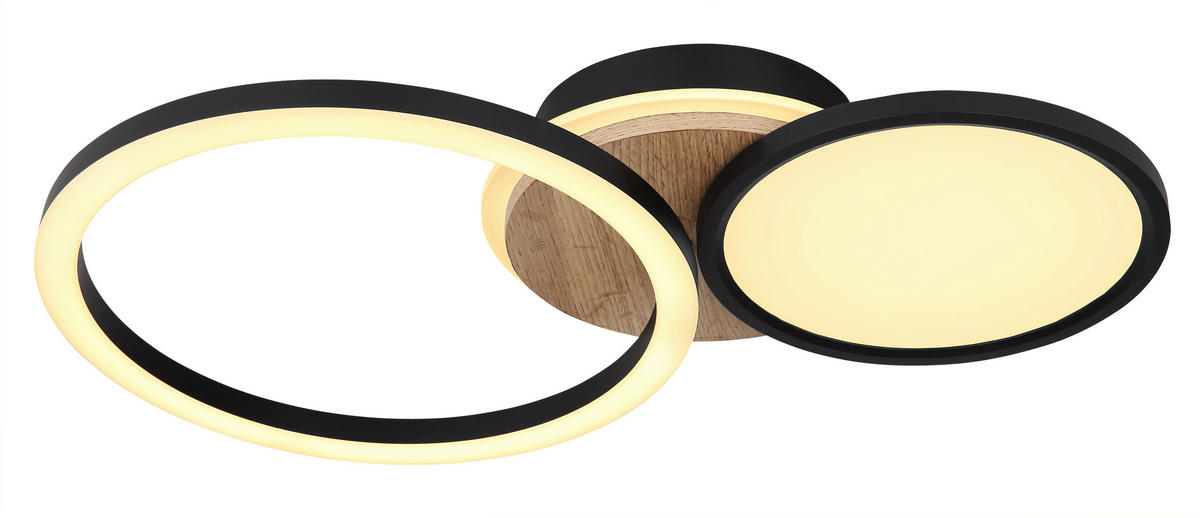 STROPNÍ LED SVÍTIDLO, 51,5/30/10,5 cm - bílá/tmavě hnědá, Design, kov/kompozitní dřevo (51,5/30/10,5cm) - Globo