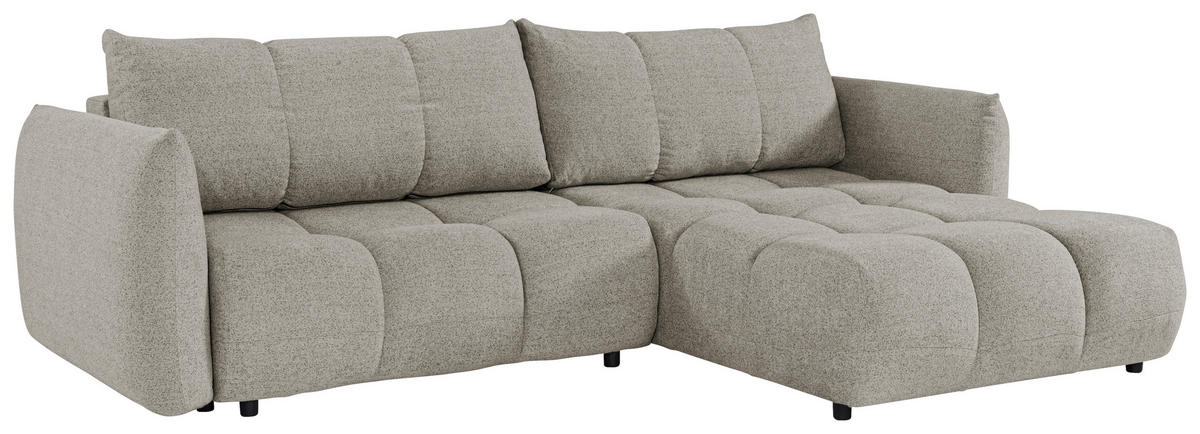ECKSCHLAFSOFA Flachgewebe Mokka  inkl.  - Schwarz/Mokka, KONVENTIONELL, Kunststoff/Textil (273/188cm) - Livetastic