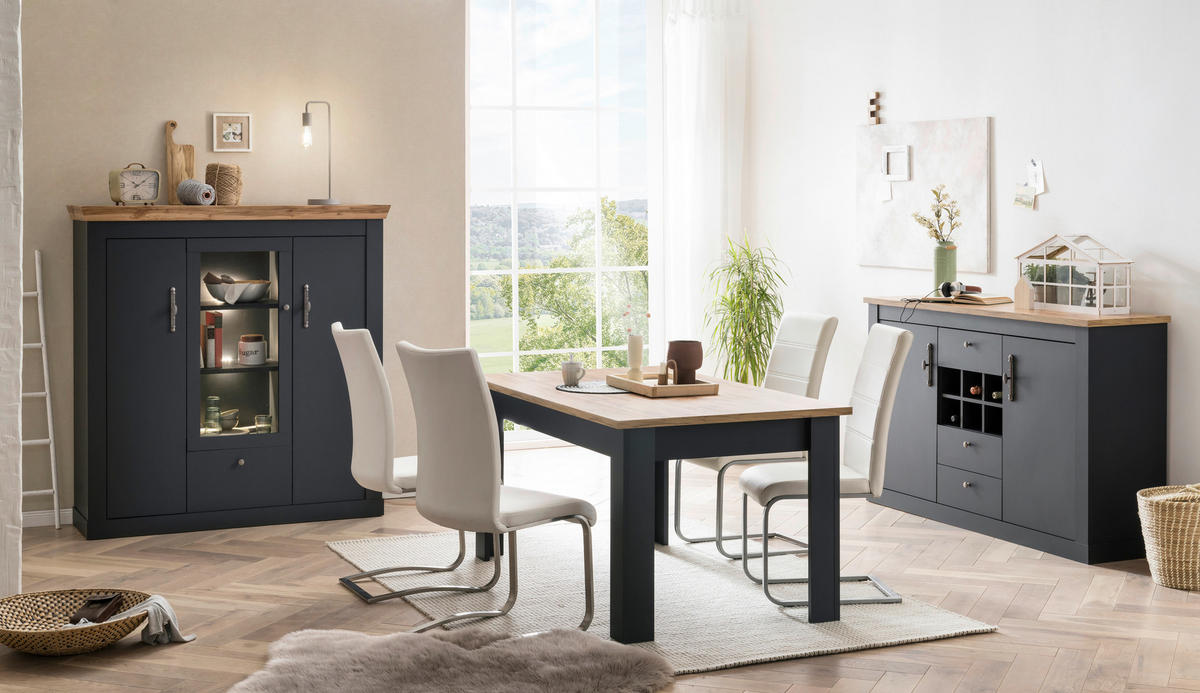 HIGHBOARD  in 141/146/45 cm  - Anthrazit/Silberfarben, Design, Holzwerkstoff/Metall (141/146/45cm) - MID.YOU