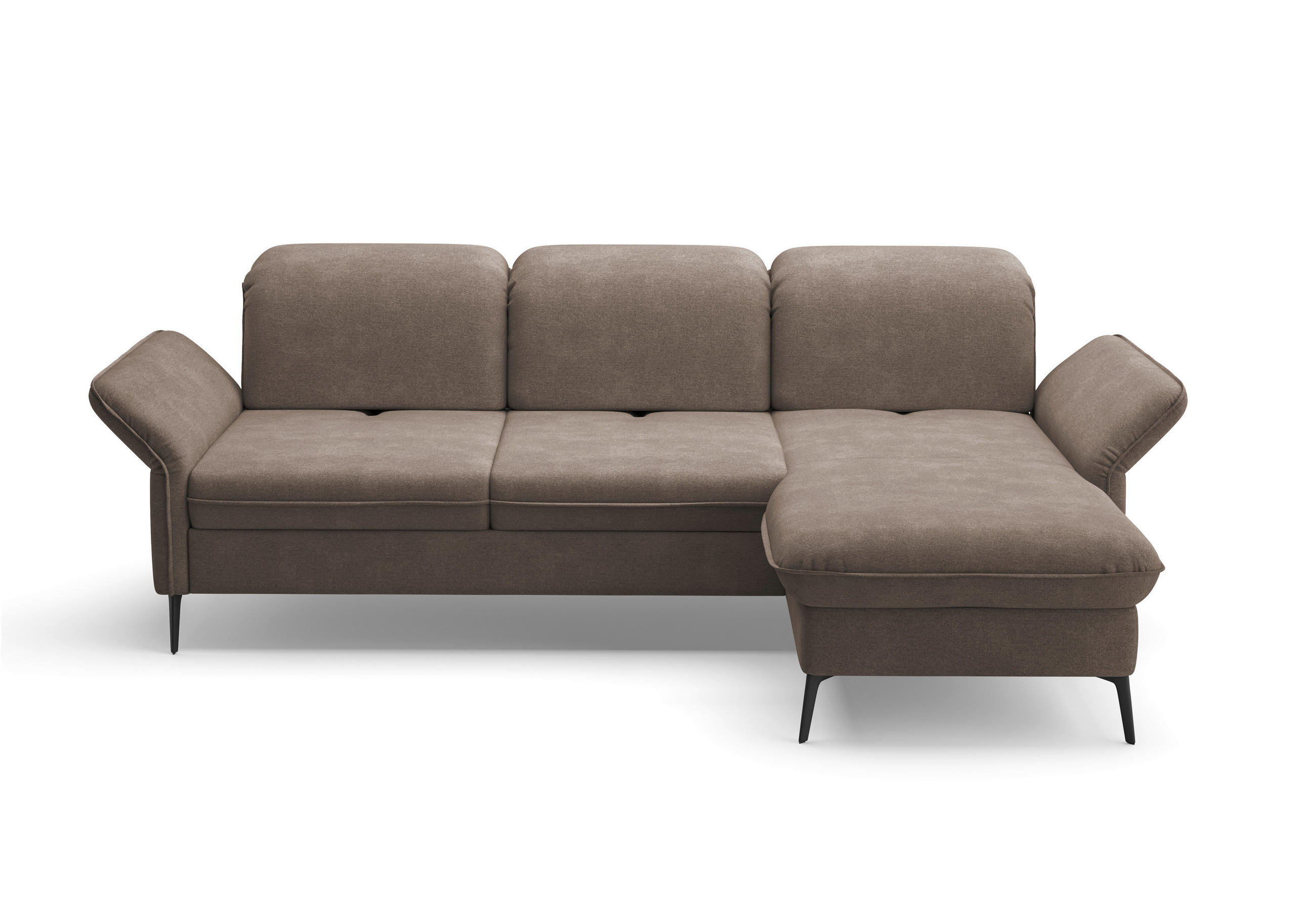 ECKSOFA in Flachgewebe Schlammfarben  - Schlammfarben/Schwarz, Konventionell, Textil/Metall (264/198cm) - Sit & More