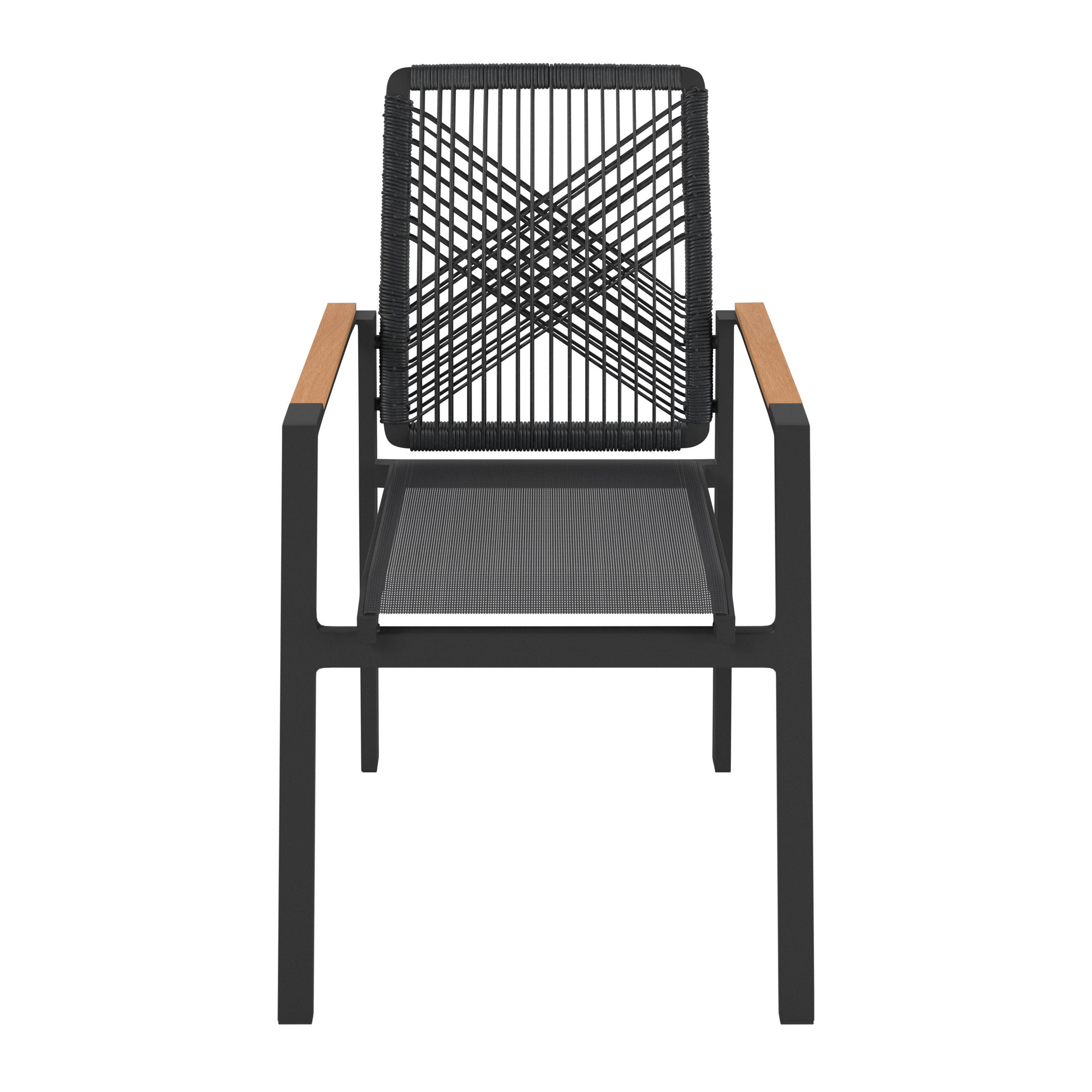 STAPELSESSEL in Holz, Metall, Kunststoff, Textil Dunkelgrau, Teakfarben  - Dunkelgrau/Teakfarben, ROMANTIK / LANDHAUS, Holz/Kunststoff (57/90/62cm) - Ambia Garden