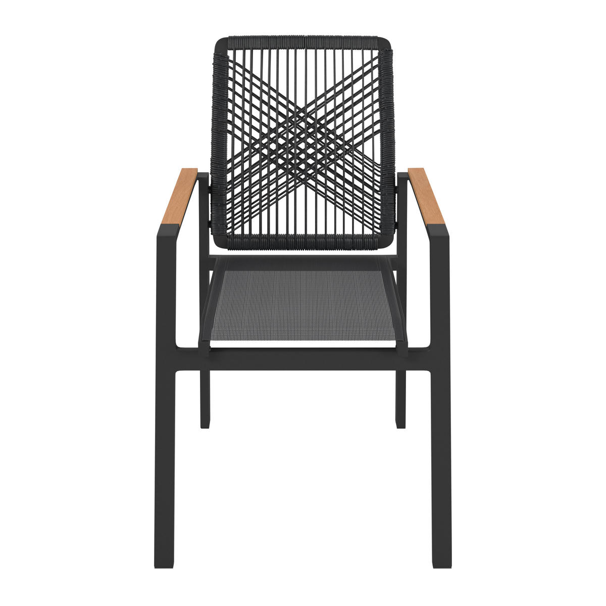 STAPELSESSEL in Holz, Metall, Kunststoff, Textil Dunkelgrau, Teakfarben  - Dunkelgrau/Teakfarben, ROMANTIK / LANDHAUS, Holz/Kunststoff (57/90/62cm) - Ambia Garden