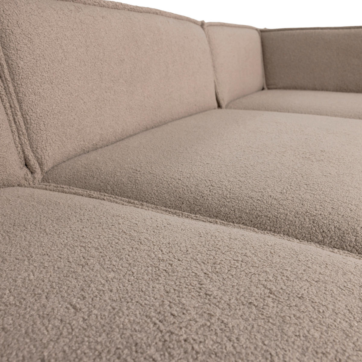 ECKSOFA Manu Taupe Teddystoff  - Taupe/Schwarz, MODERN, Kunststoff/Textil (286/160cm) - Livetastic