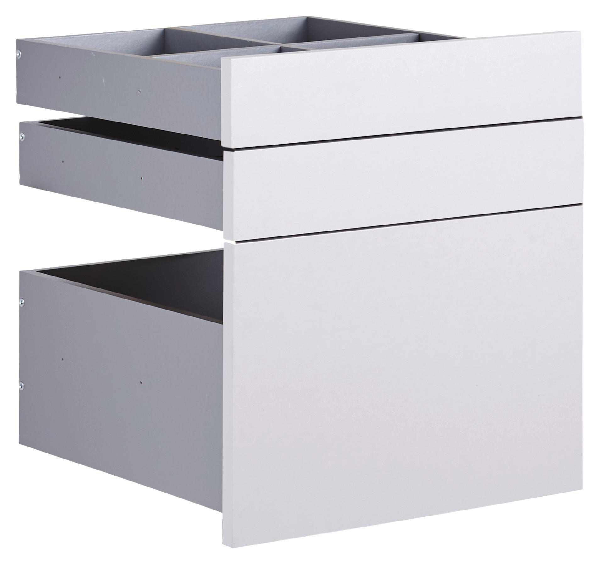 SCHUBLADENSET 45,3/50,3/46,8 cm Hellgrau  - Hellgrau, KONVENTIONELL, Holzwerkstoff (45,3/50,3/46,8cm) - Hom`in