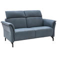 2-SITZER-SOFA Graublau Echtleder  - Graublau/Schwarz, KONVENTIONELL, Leder/Metall (178/103/92cm) - Dieter Knoll