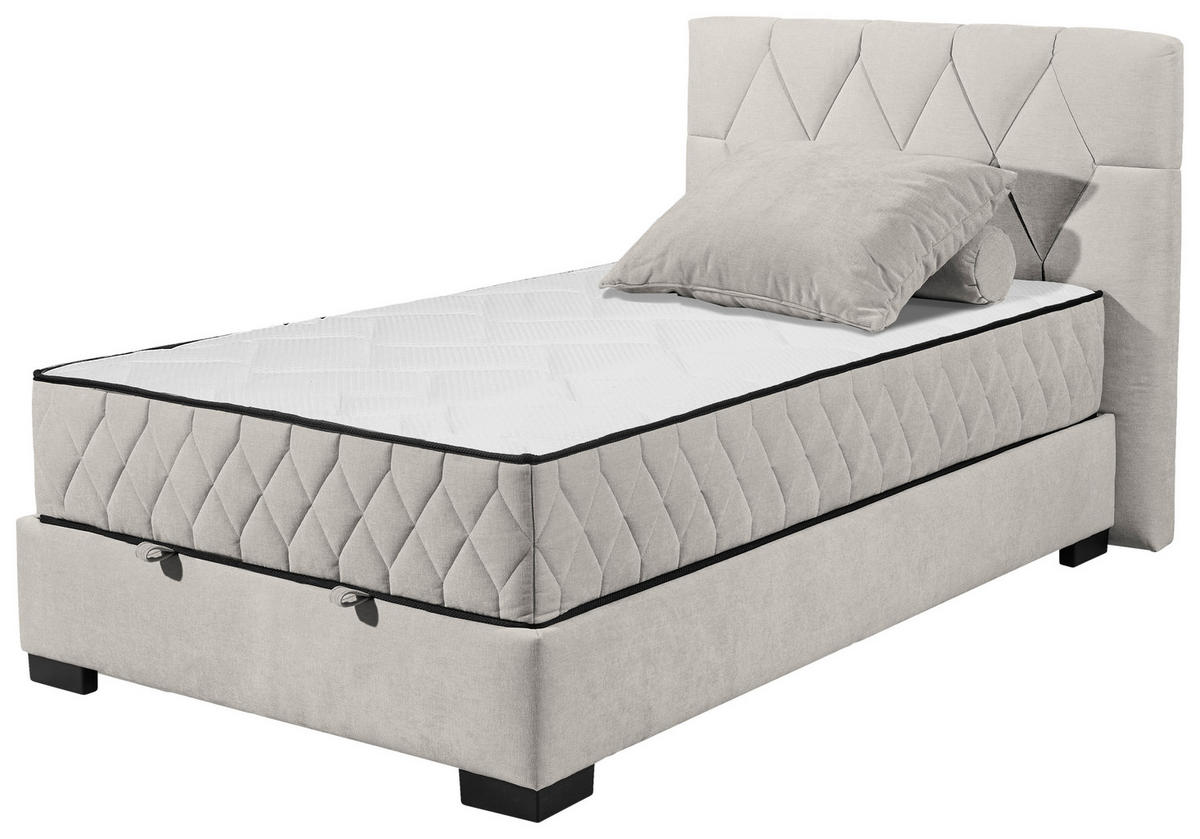 BOXBETT 120/200 cm  in Beige  - Beige/Schwarz, Modern, Holzwerkstoff/Kunststoff (120/200cm) - MID.YOU