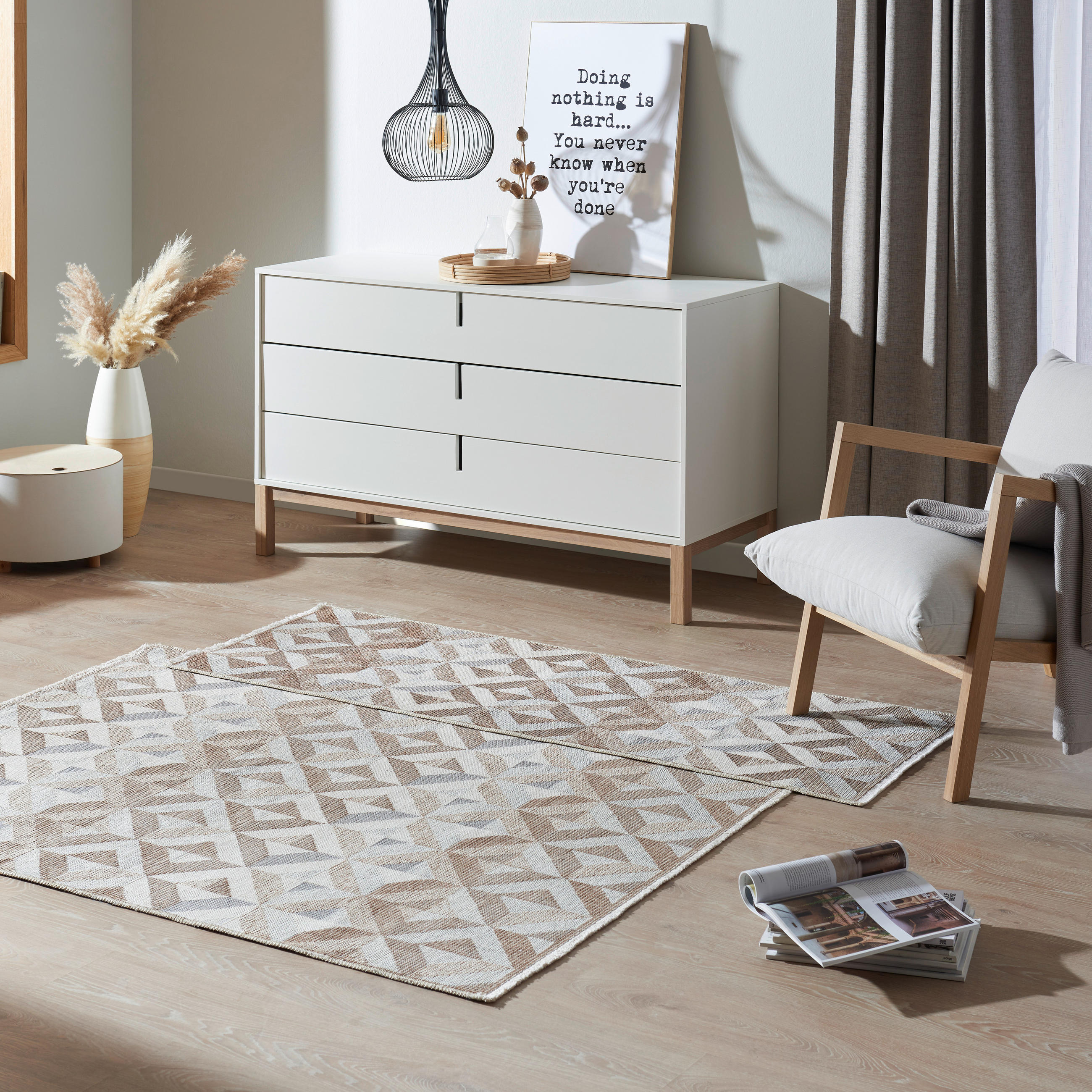 KOBEREC TKANÝ NA PLOCHO, 120/170 cm, šedá, béžová - šedá/béžová, Lifestyle, textil (120/170cm) - Novel