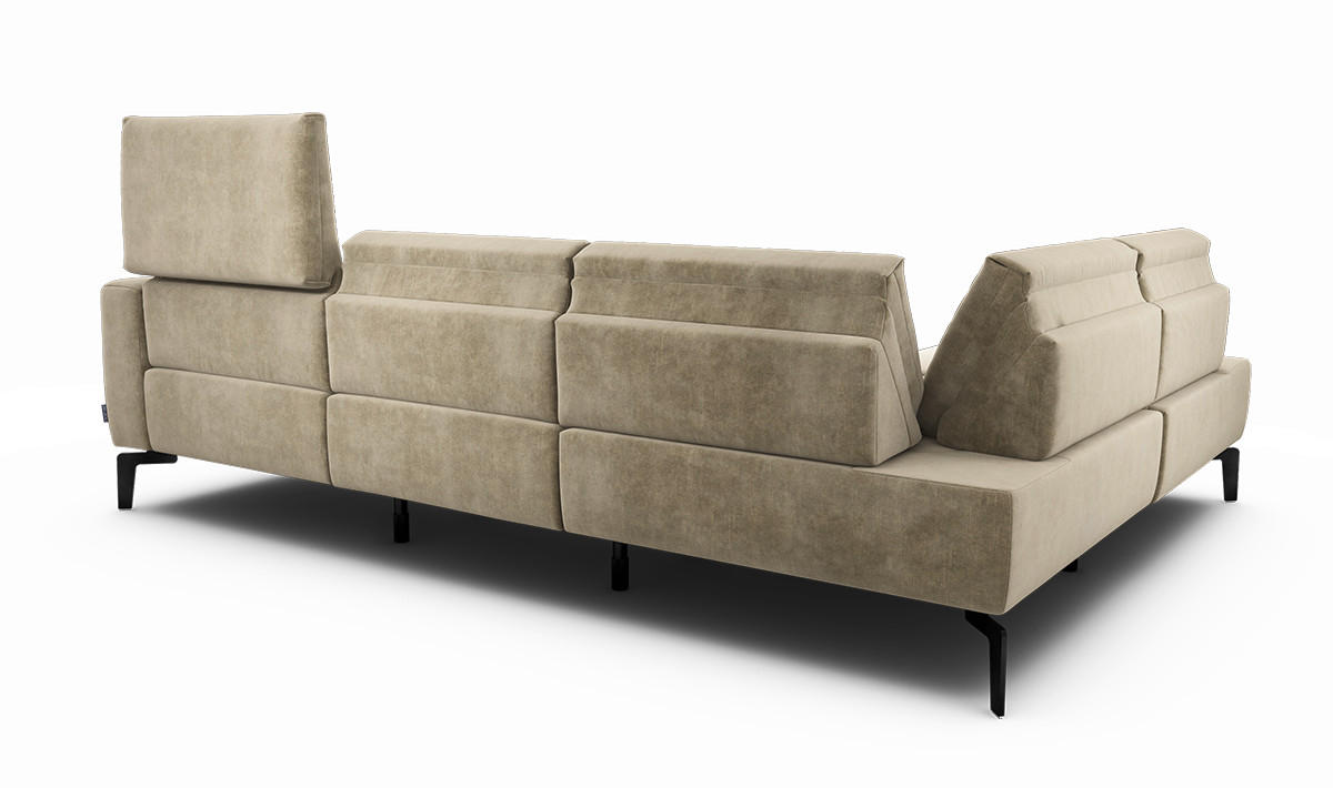 ECKSOFA Cosy Naturfarben Samt  - Schwarz/Naturfarben, Design, Textil/Metall (193/256cm) - SENSOO