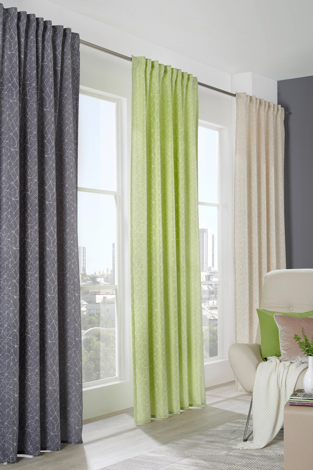 KÉSZFÜGGÖNY részben fényzáró  - zöld, Konventionell, textil (140/245cm) - Esposa