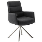 ARMLEHNSTUHL  in Edelstahl Webstoff  - Edelstahlfarben/Anthrazit, Design, Textil/Metall (61/90/64cm) - Dieter Knoll