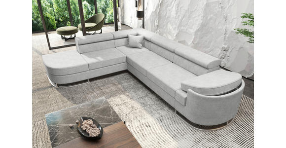 ECKSOFA in Lederlook Hellgrau  - Chromfarben/Hellgrau, KONVENTIONELL, Textil/Metall (224/278cm) - Carryhome