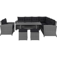 GARTENSET 6-teilig  - Schwarz/Grau, ROMANTIK / LANDHAUS, Glas/Kunststoff (248/194cm) - Ambia Garden