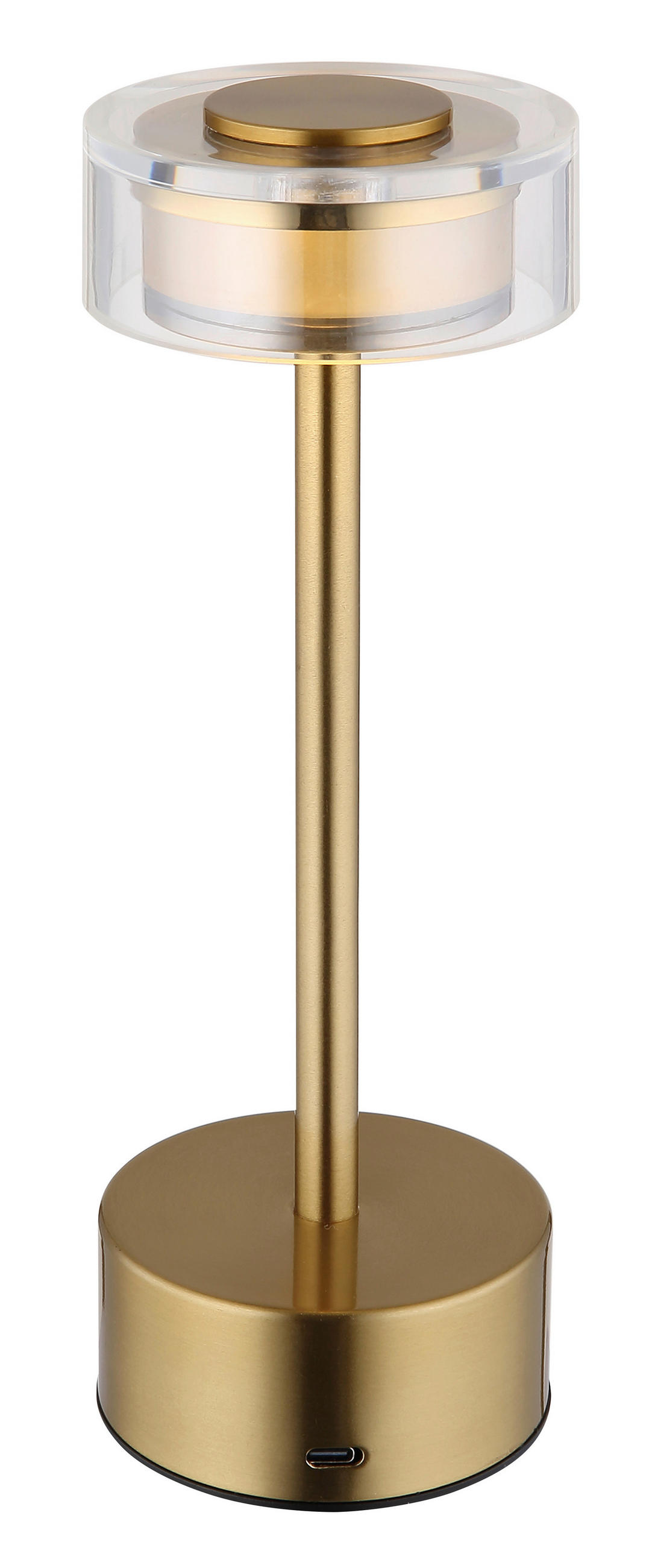 AKKU-TISCHLEUCHTE - Klar/Messingfarben, Design, Kunststoff/Metall (8/23,5cm) - Globo