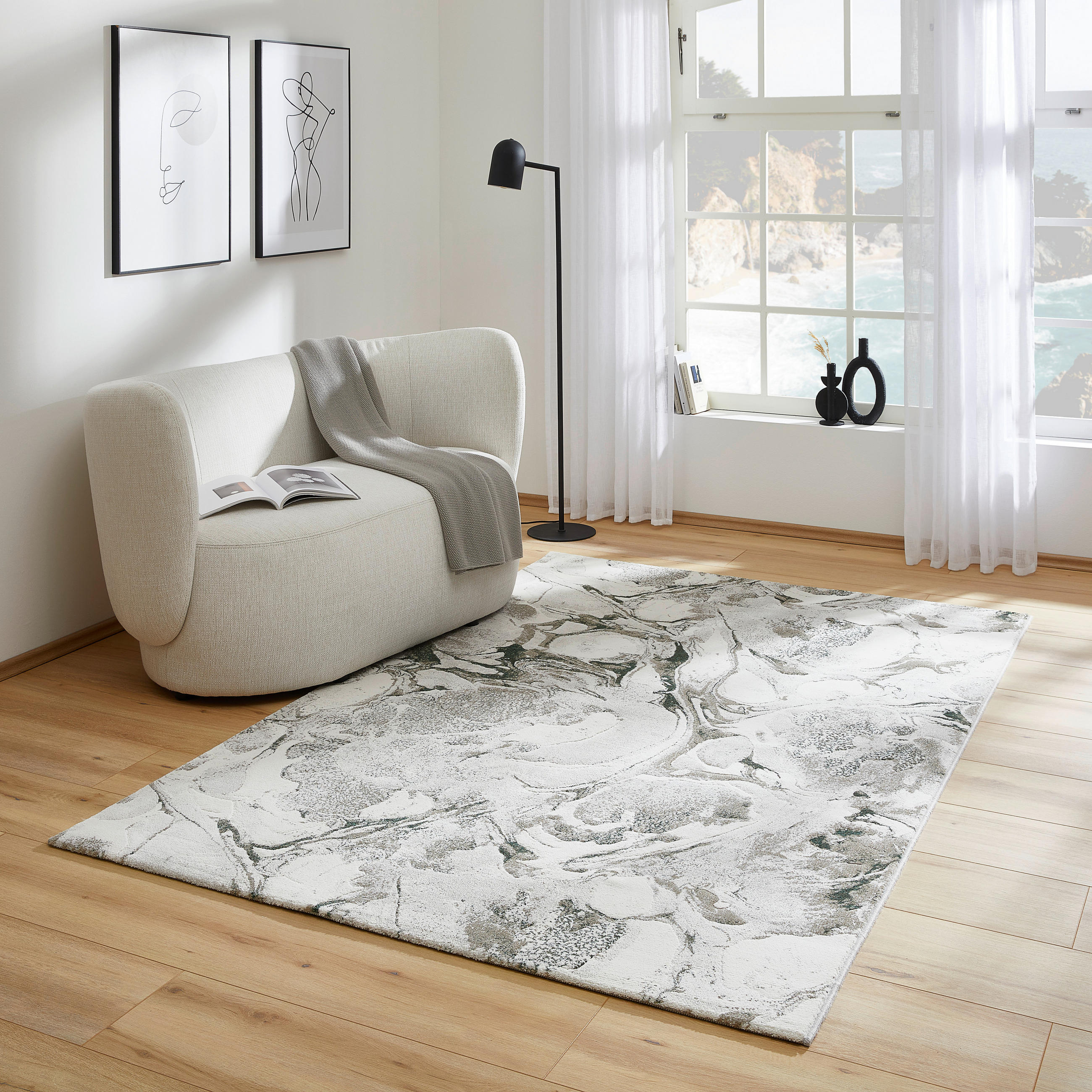 WEBTEPPICH 200/290 cm Platinum Grün, Weiß, Beige  - Beige/Weiß, Design, Kunststoff/Textil (200/290cm)