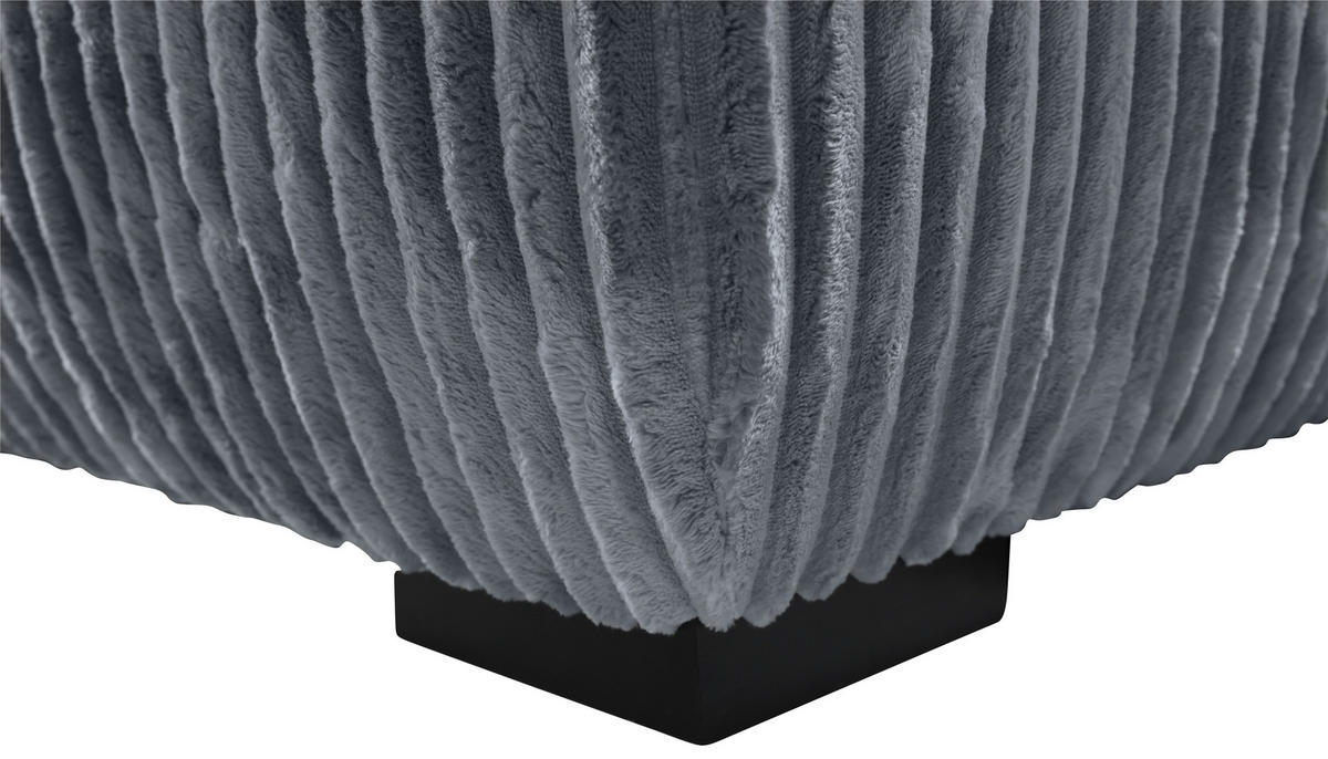 ECKSOFA in Cord Grau  - Schwarz/Grau, Modern, Holz/Textil (322/208cm) - MID.YOU