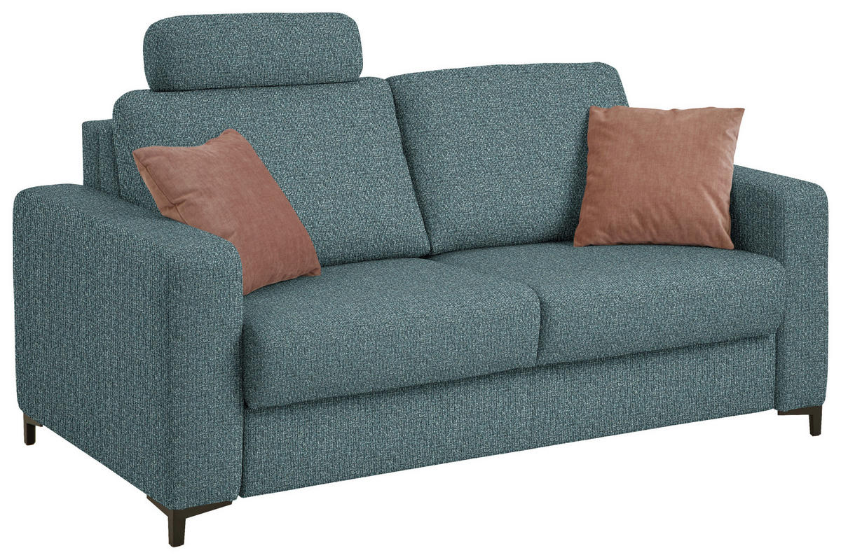 SCHLAFSOFA Webstoff Blaugrau Fussart wählbar, Stoffauswahl, Schlafen auf Sitzhöhe, Rückenfutter, Armteil links, Armteil rechts  - Blaugrau/Schwarz, Konventionell, Textil/Metall (196/87/103cm) - Dieter Knoll