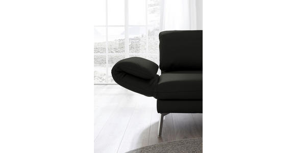 RÉCAMIERE in Echtleder Schwarz - Chromfarben/Schwarz, Design, Leder/Metall (209/85-109/95-16cm) - Dieter Knoll