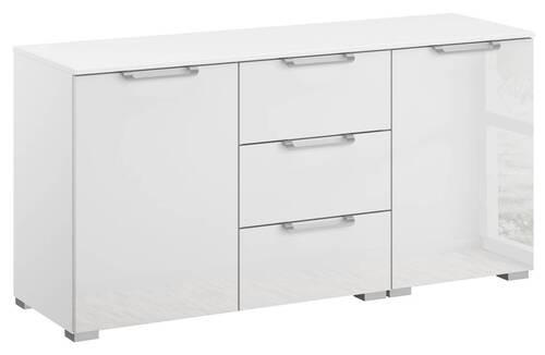 SIDEBOARD 120/61/42 cm  in Klar, Weiß  - Klar/Silberfarben, Design, Glas/Holzwerkstoff (120/61/42cm) - Novel