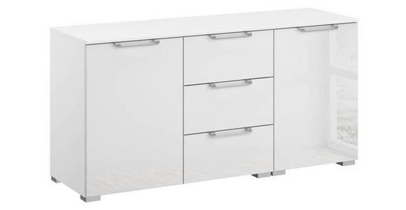 SIDEBOARD Klar, Weiß Befestigungsmaterial, Einlegeböden  - Klar/Silberfarben, Design, Glas/Holzwerkstoff (120/61/42cm) - Novel