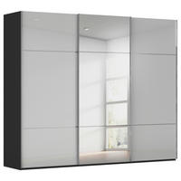 SCHWEBETÜRENSCHRANK 301/223/68 cm 3-türig Grau, Schwarz  - Chromfarben/Schwarz, KONVENTIONELL, Glas/Holzwerkstoff (301/223/68cm) - Novel