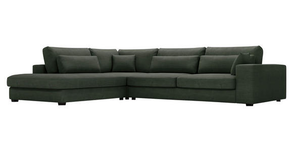 ECKSOFA in Cord Dunkelgrün  - Dunkelgrün/Schwarz, KONVENTIONELL, Kunststoff/Textil (250/314cm) - Carryhome