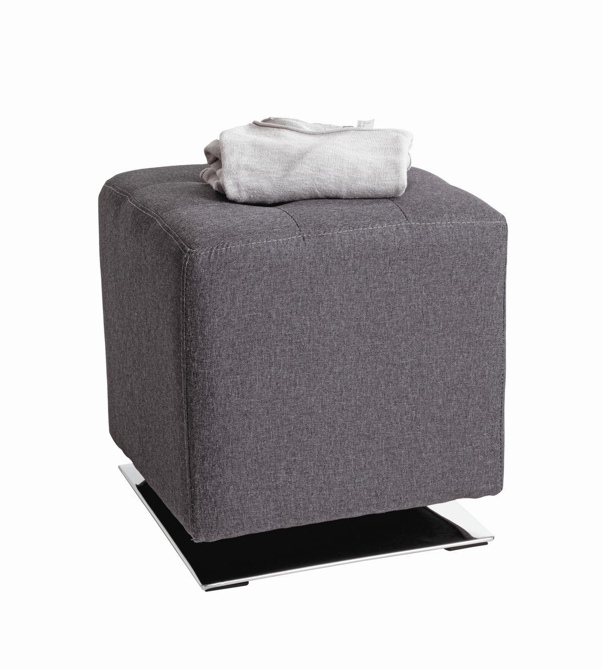HOCKER Flachgewebe Anthrazit  - Chromfarben/Anthrazit, MODERN, Textil/Metall (41/43/41cm)