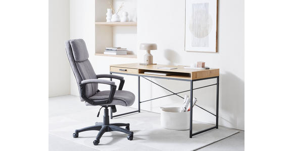 SCHREIBTISCH 140/58/76 cm  in Wildeiche  - Wildeiche/Schwarz, MODERN, Holzwerkstoff/Metall (140/58/76cm) - Carryhome