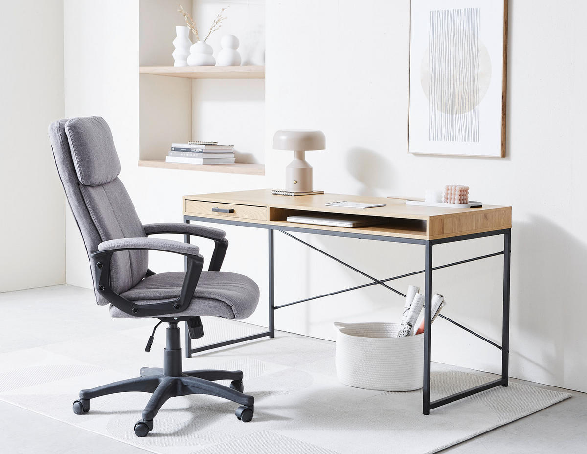 SCHREIBTISCH 140/58/76 cm  in Wildeiche  - Wildeiche/Schwarz, MODERN, Holzwerkstoff/Metall (140/58/76cm) - Carryhome
